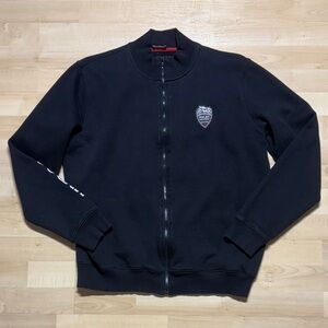 Vintage Ducati Men's Black Zip-Up Sweater